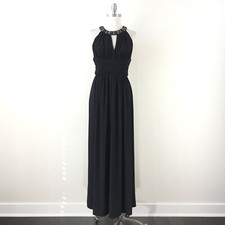 Eliza J 6 8 Black Maxi Dress Embellished Keyhole Sleeveless Evening Formal Party