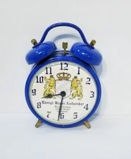 Vintage Made In Germany Blue DOUBLE BELL Alarm Clock - *READ FULL DESCRIPTION*