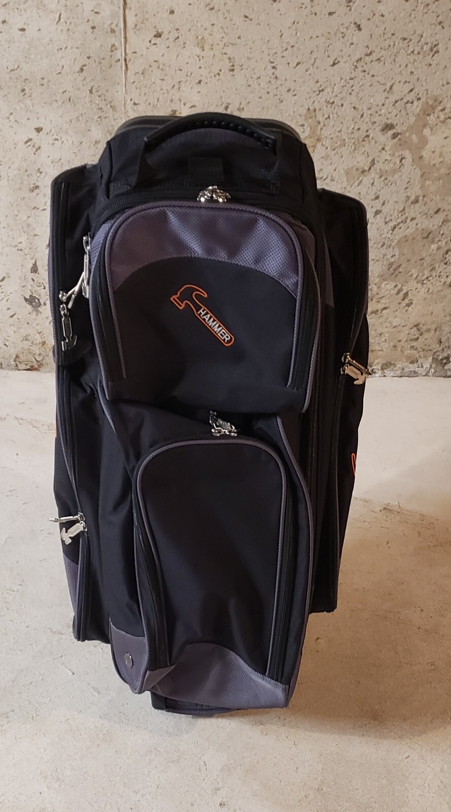 HAMMER 3 BALL BOWLING BAG WITH 5 INCH BALL BEARING WHEELS BLACK AND GRAY eBay