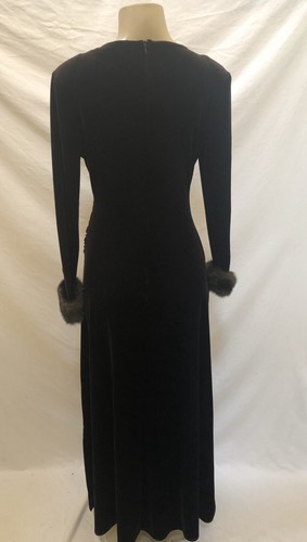 Jeffrey & Dara Evenings By Tom Barra Long Brown Velvet Faux Wrap Dress Size 8 - Picture 5 of 7
