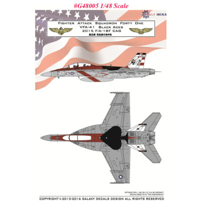 GALAXY G48005 1/48 orG72006 1/72 US Navy F/A-18F VFA-41 Black Aces 70 Year Decal