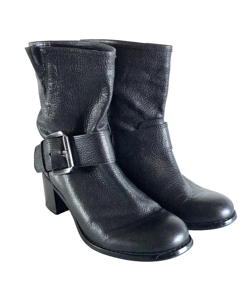 BOUTIQUE 9 Negro Cuero BRIDGET Motocicleta Botines Cortos Zapatos Para Mujer 6 Foto 2 de 4