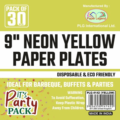 120 pcs Disposable Paper Plates 9" Round Dessert Plate Neon Yellow Party Plates - Picture 13 of 19