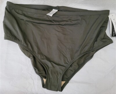 NWT La Blanca Olive SZ 20W Cheeky High-Waisted Bikini Swim Bottoms