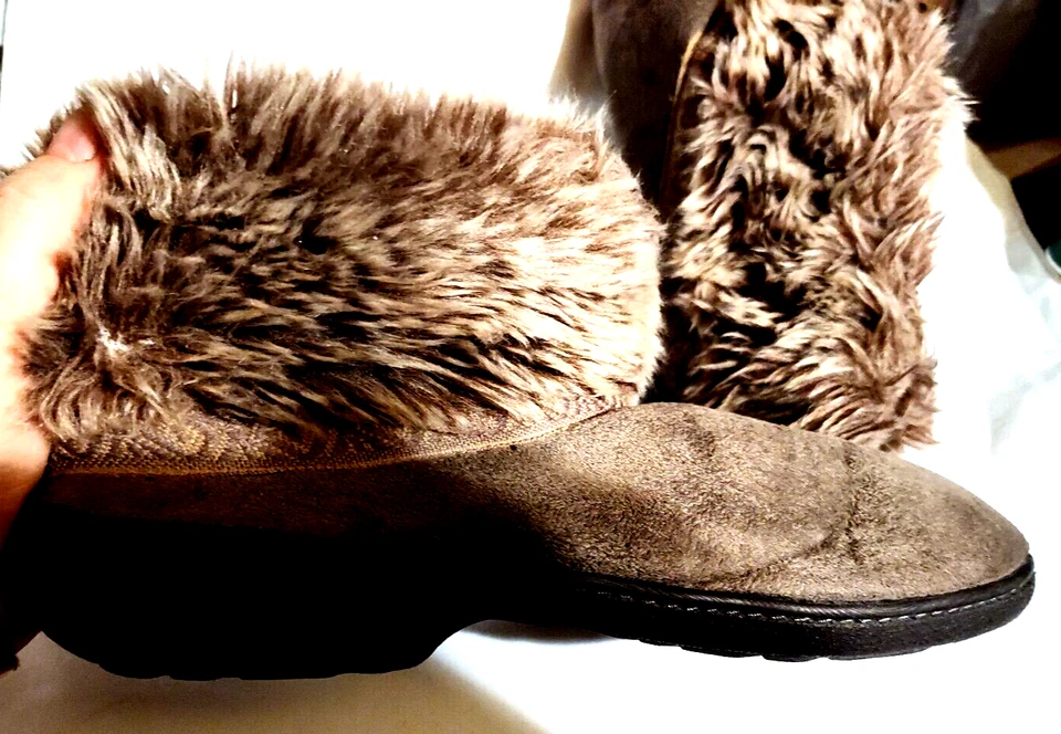 Isotoner House 鞋女式 8.5-9 码美国棕色拖鞋靴室内/室外 — 第 2/4 张图片