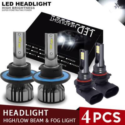For 2004-2014 Ford F-150 8000K LED Headlight Hi/Lo + Fog Light Bulbs Combo 4x
