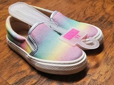 Children's Place Girls' Rainbow Ombre Glitter Slip On Sneakers Size 11