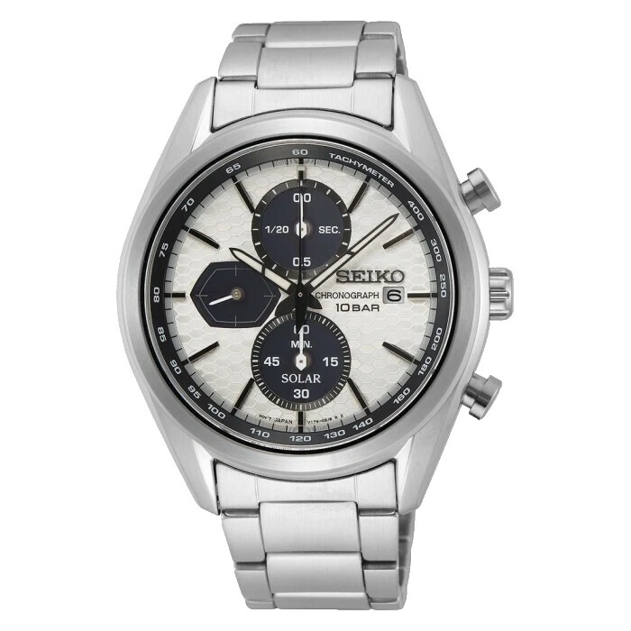 Seiko Solar Silver Case Analog Wristwatches