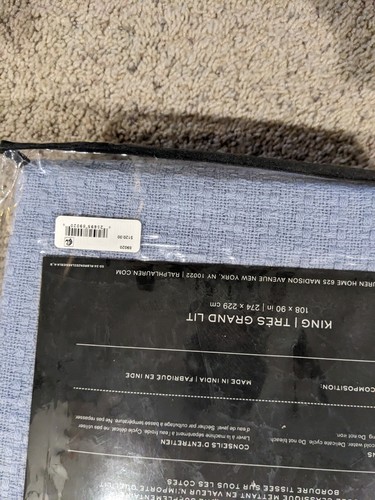Ralph Lauren Classic 100% Cotton Blanket Full/Queen - Navy Blue - Picture 2 of 3