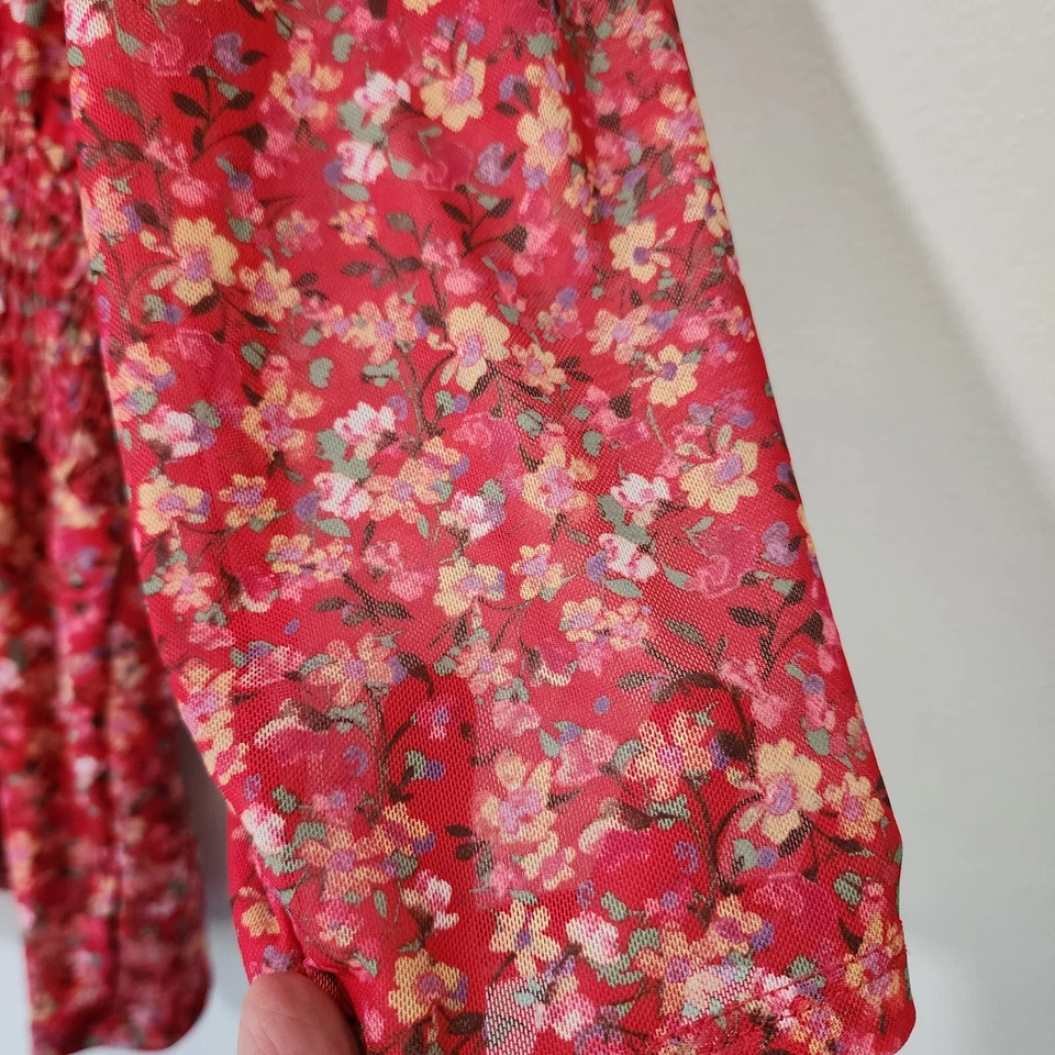 Lane Bryant para mujer talla Top Babydoll 18/20 Rosa Floral Calzoncillo Forrado Manga Transparente Foto 4 de 4