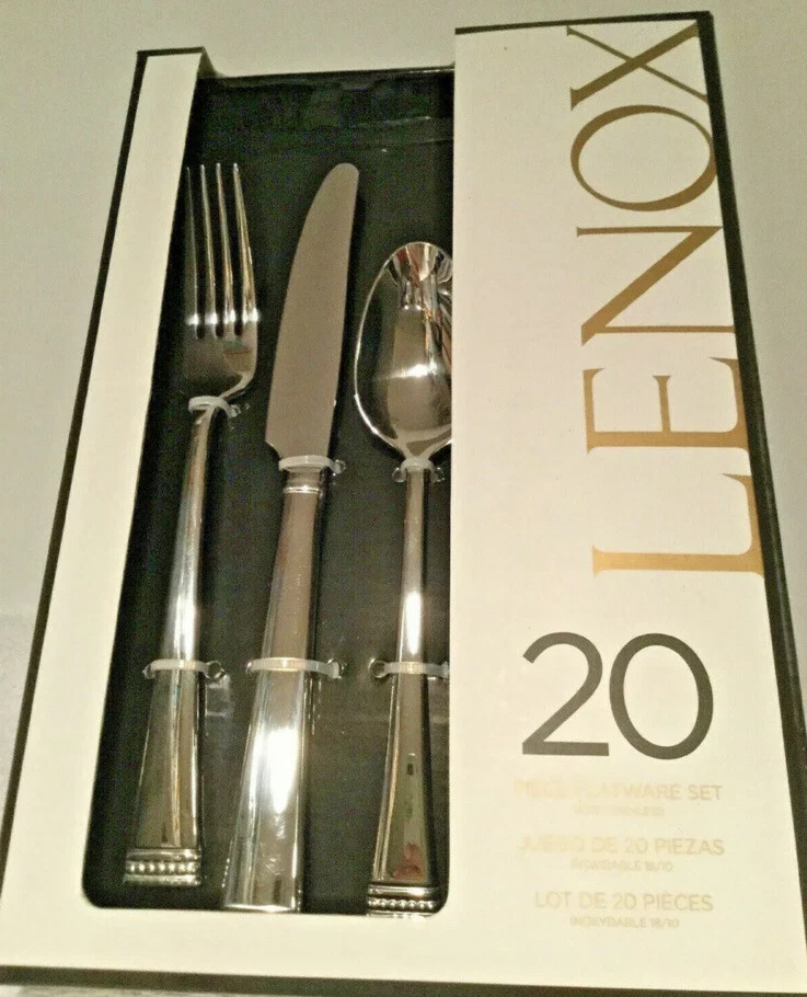 Lenox 20 Piece Flatware Set- French Carved Bead- 18/10 Stainless Forks NEW - Image 2 of 4