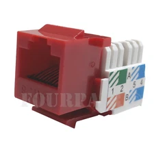 CAT6 Network Ethernet RJ45 Port 110 Punch Down Keystone Snap-In Jack New - Red