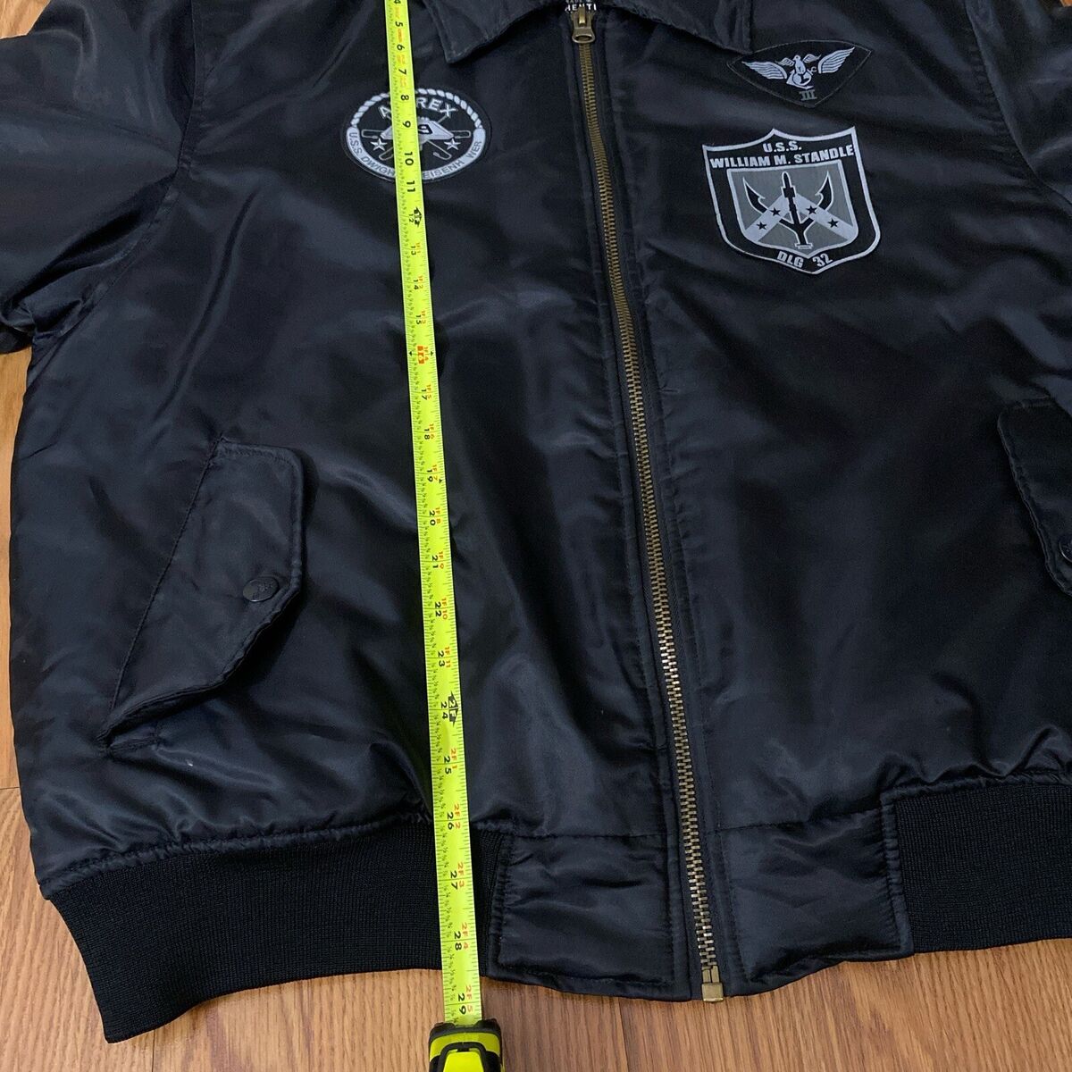 Avirex Nylon Bomber Flight Jacket Black Size Large Polyester Avirex Nylon Bomber Flight Jacket Black Size Large Polyester