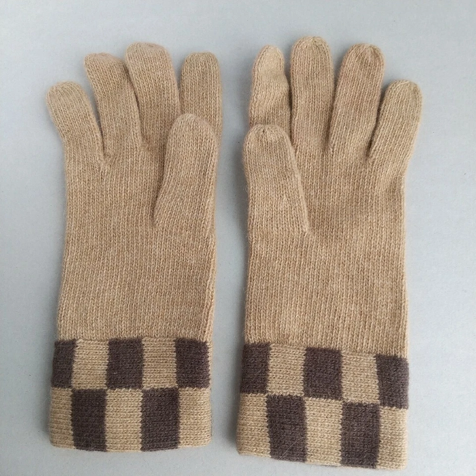 Auténticos Guantes Fendi Vintage Logo Lana Angora Nylon Beige Sin Stock No Usados Foto 3 de 4