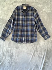 Original Weatherproof Vintage Men's Shirt L Blue Plaid Button Up
