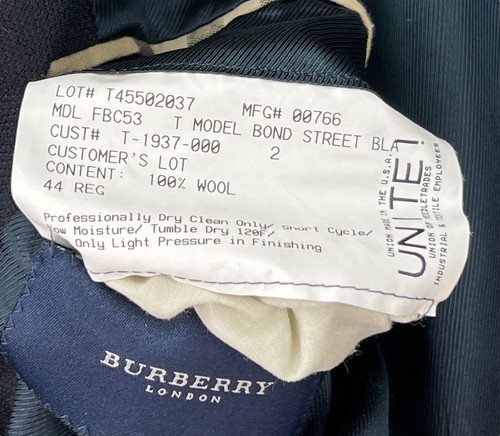 Burberry London Men's 44 R 100% Wool Navy Blue Blazer Suit Jacket Sports Coat - Picture 8 of 13