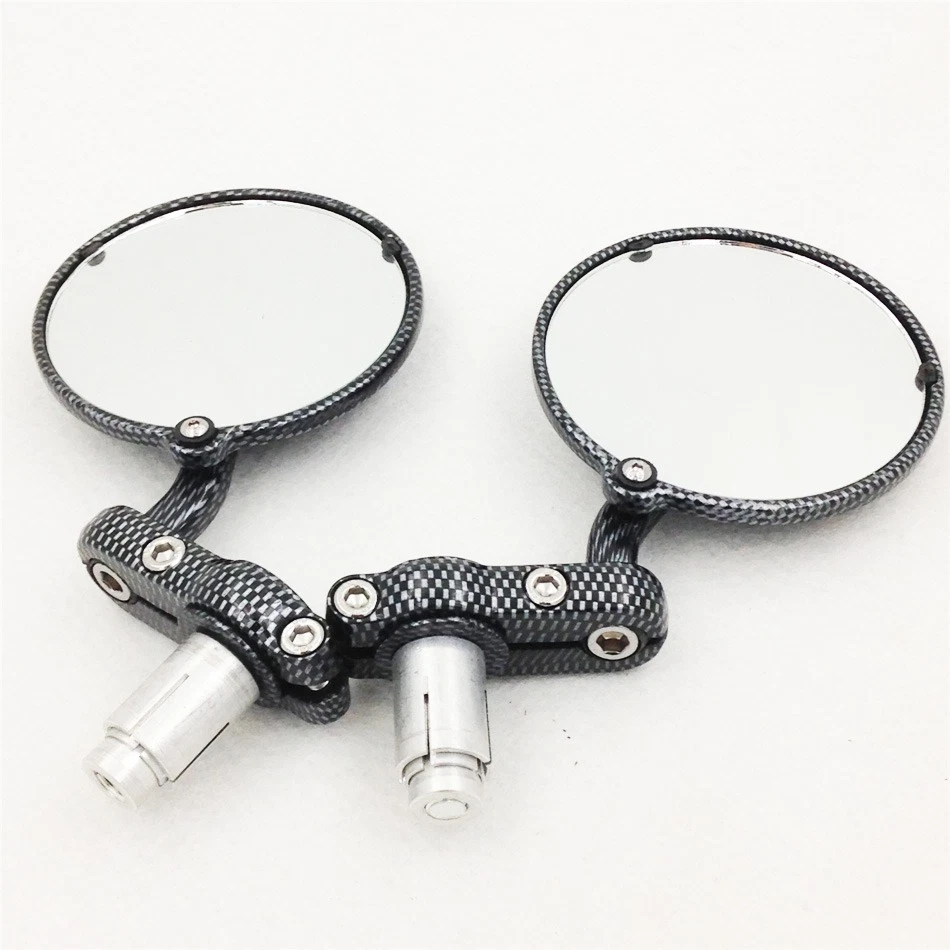 Espejos retrovisores de extremo de barra de carbono de 1 pulgada para motocicleta Honda Kawasaki Suzuki Yamaha Ducati Foto 2 de 4