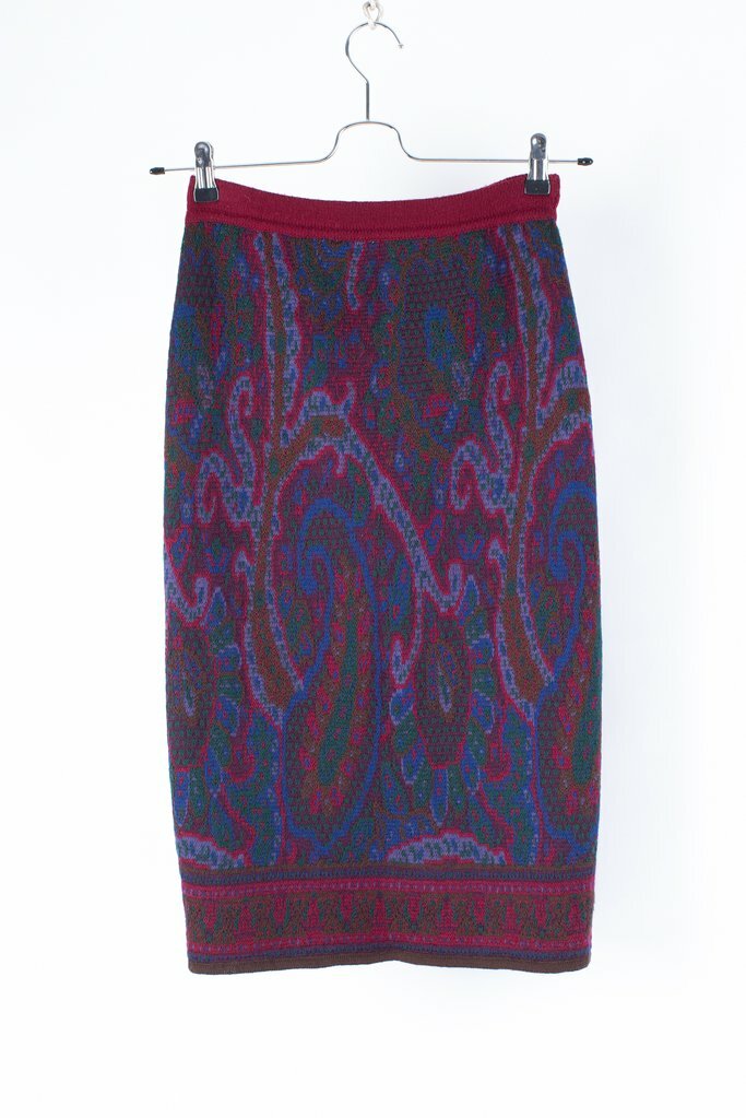 Marella Paisley Pattern Jacquard Knit Pencil Midi Skirt, M