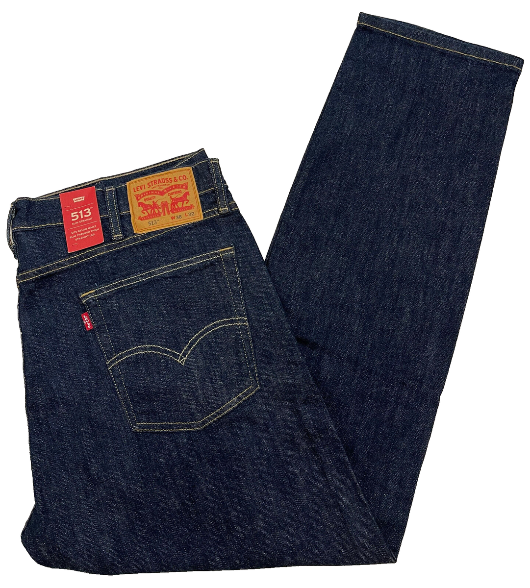 Levis 513 Slim Straight Stretch Mens Jeans 38X32 Dark Blue W38L32
