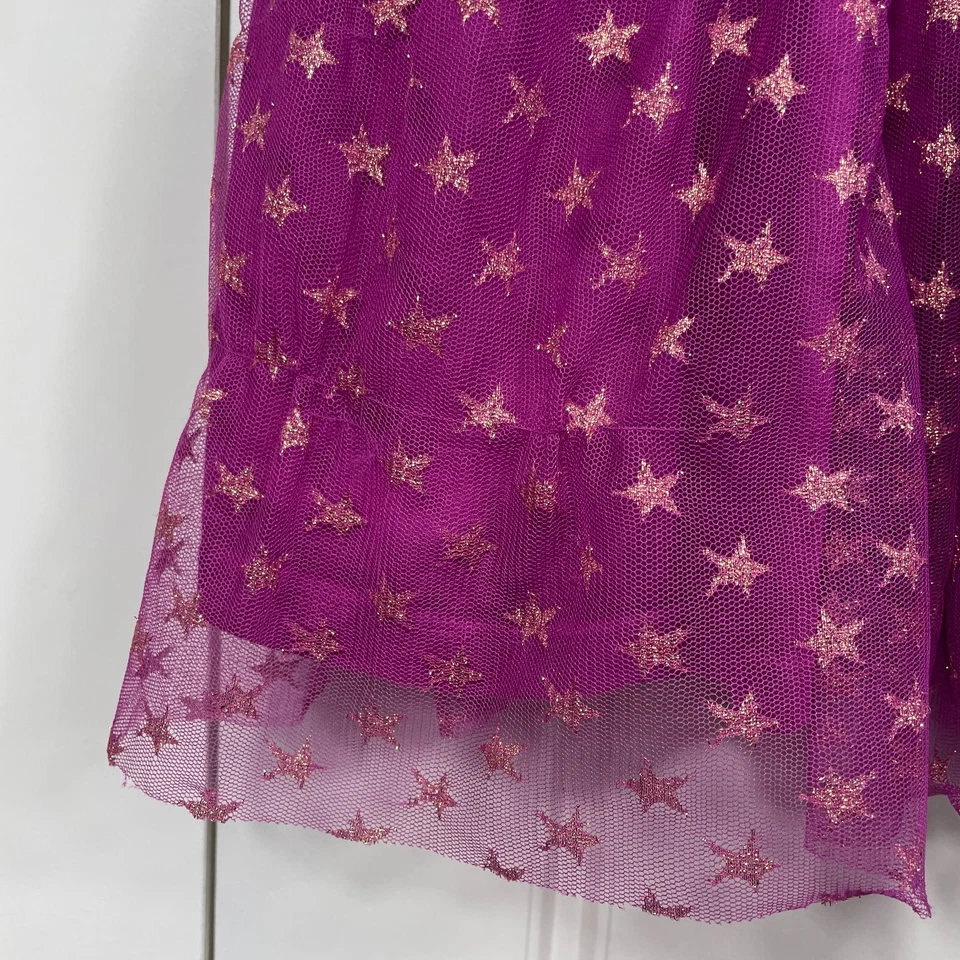 Hanna Andersson 150 US 12 Purple Gold Stars Tulle Layered Twirl Tiered Dress - Image 4 of 4