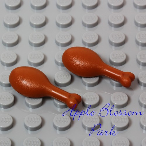 NUEVO Lego 2 Minifigura BAQUETAS PIERNA DE PAVO - Palo de Pollo Cocina Carne Comida - Imagen 3 de 4