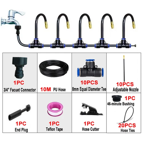 Garden Greenhouse Misting Spray Irrigation Kit Adjustable Automatic Watering - Picture 24 of 25