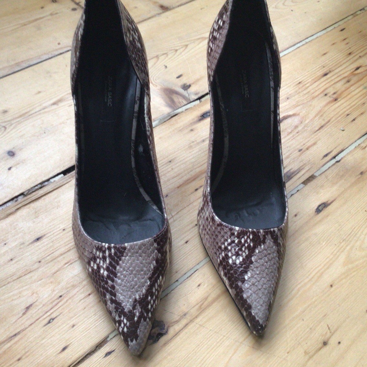 Ladies Size Brown Faux Snake Print Stiletto Court High Heels