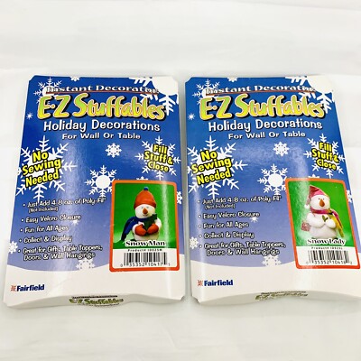 2 E-Z Stuffables Snowman & Lady Christmas Stuffed Plush Toy For Wall Table Door