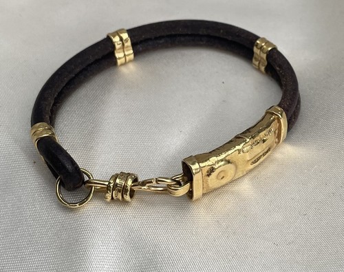 MISANI - Signed 18K GOLD & LEATHER BRACELET 7-inches - Ca.1960 Milan, Italy - Picture 3 of 13