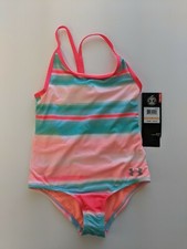 Under Armour Kids One Piece Swimsuit, Sunset Stripe, Girls 7