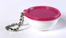 Tupperware Thatsa Bowl White Keychain with Pink Lid New