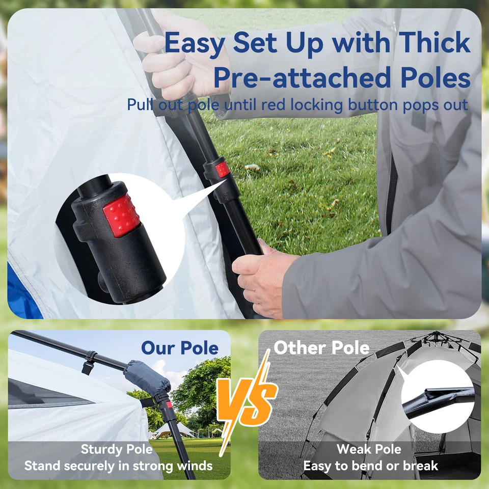 Tienda de campaña automática SLSY para SUV con porche para acampar 8 personas 10'x10' para auto Foto 4 de 4