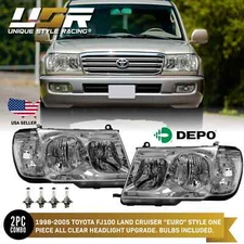 USA Euro CLEAR Headlight+Corner 1pc Style Headlight For 98-05 Land Cruiser FJ100