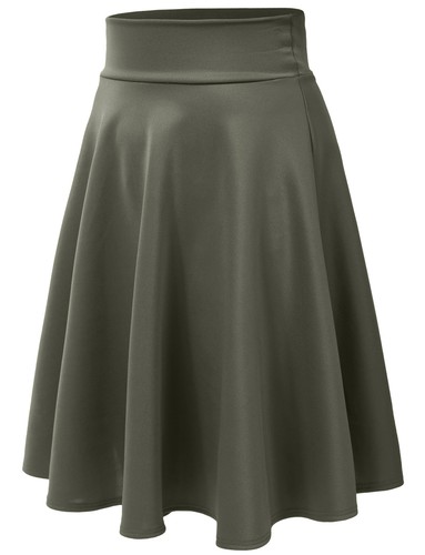 NE PEOPLE Women's Basic High Waist Stretch Knee High Flare Skater Skirt NEWSK21 - Picture 27 of 61