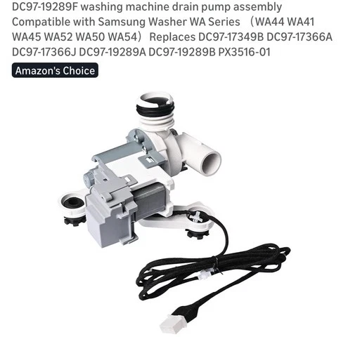 DC97-19289F Washing Machine Drain Pump Assembly for Samsung Washer DC97-19289B