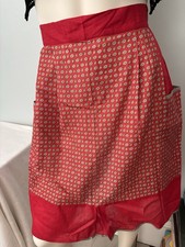 Vintage Red Calico Half-apron - Grannychic,cottage core Pockets