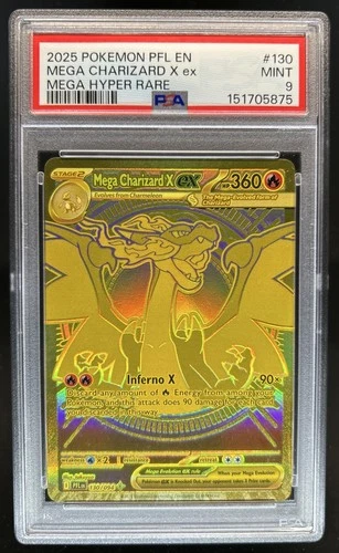2025 Pokemon Phantasmal Flames Mega Charizard X ex Hyper Rare #130/094 PSA 9