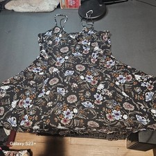 American Eagle Outfitters Black Paisley Floral Pattern Vneck Cami Mini Dress