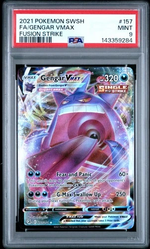 2021 POKEMON SWORD & SHIELD FUSION STRIKE #157 FULL ART/GENGAR VMAX PSA 9