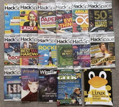 Bundle of HackSpace, Wireframe, Raspberry Pi Geek & Linux Annual Magazines x 17