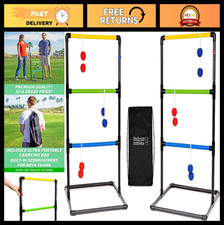 Ladder Toss Game Set for Indoor  Outdoor Fun - 6 Soft Rubber Bolo Balls  Carry