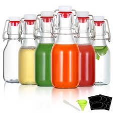 YEBODA 6 Pack 4oz Swing Top Glass Bottles,Small Flip 4oz/120ml, Clear 