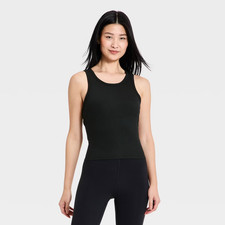 Women s All in Motion Black Modal Ribbed Support Tank Top Size M Activewear NWT