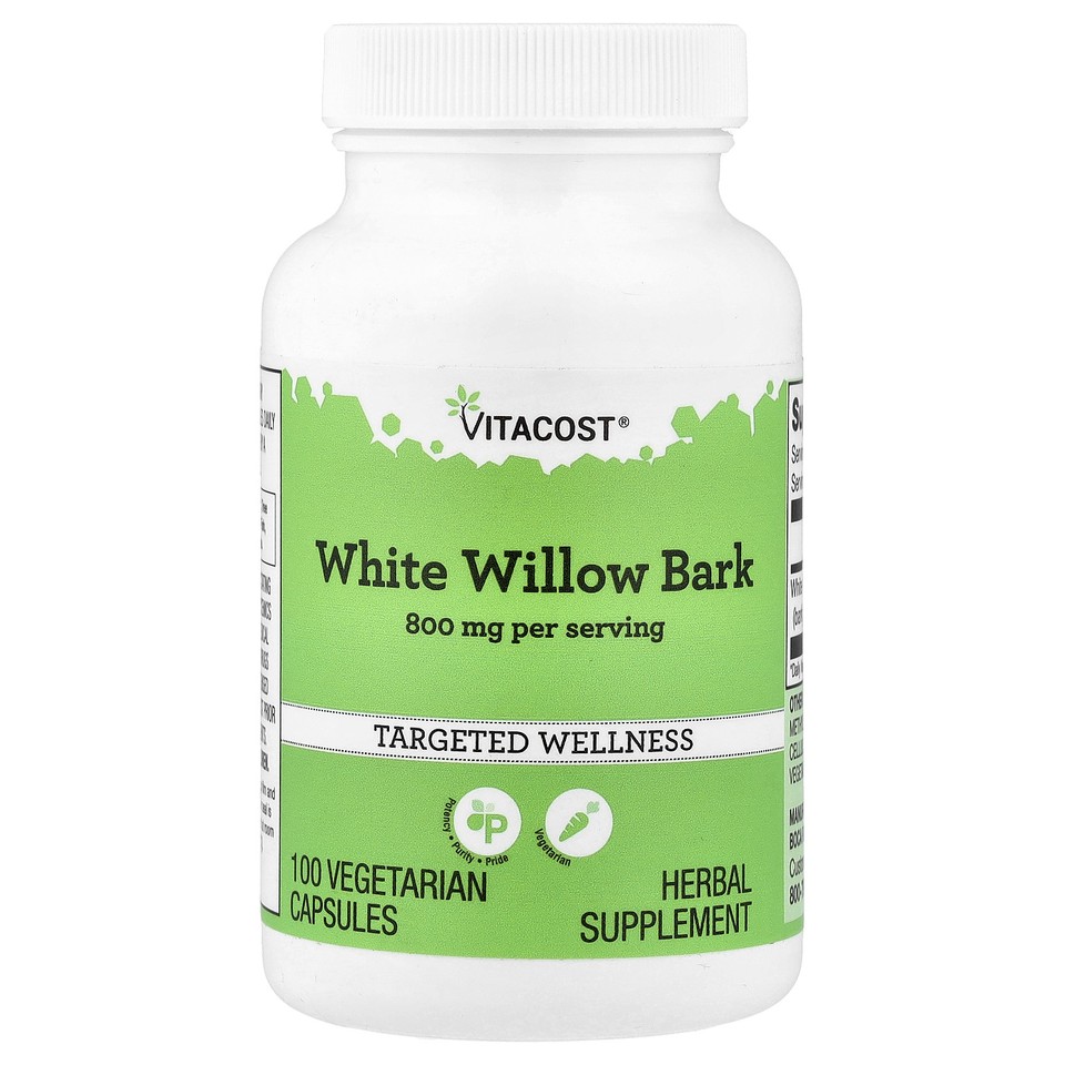White Willow Bark, 100 Vegetarian Capsules (400 mg per Capsule)