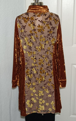 Dor Dor Couture Whimsy Goth Crushed Velvet Tunic Top Long Sleeve Women's L
