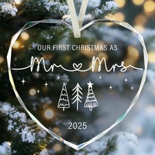 First Christmas Married Ornament 2025, Mr and Mrs Gifts, Wedding Gifts, Brida...