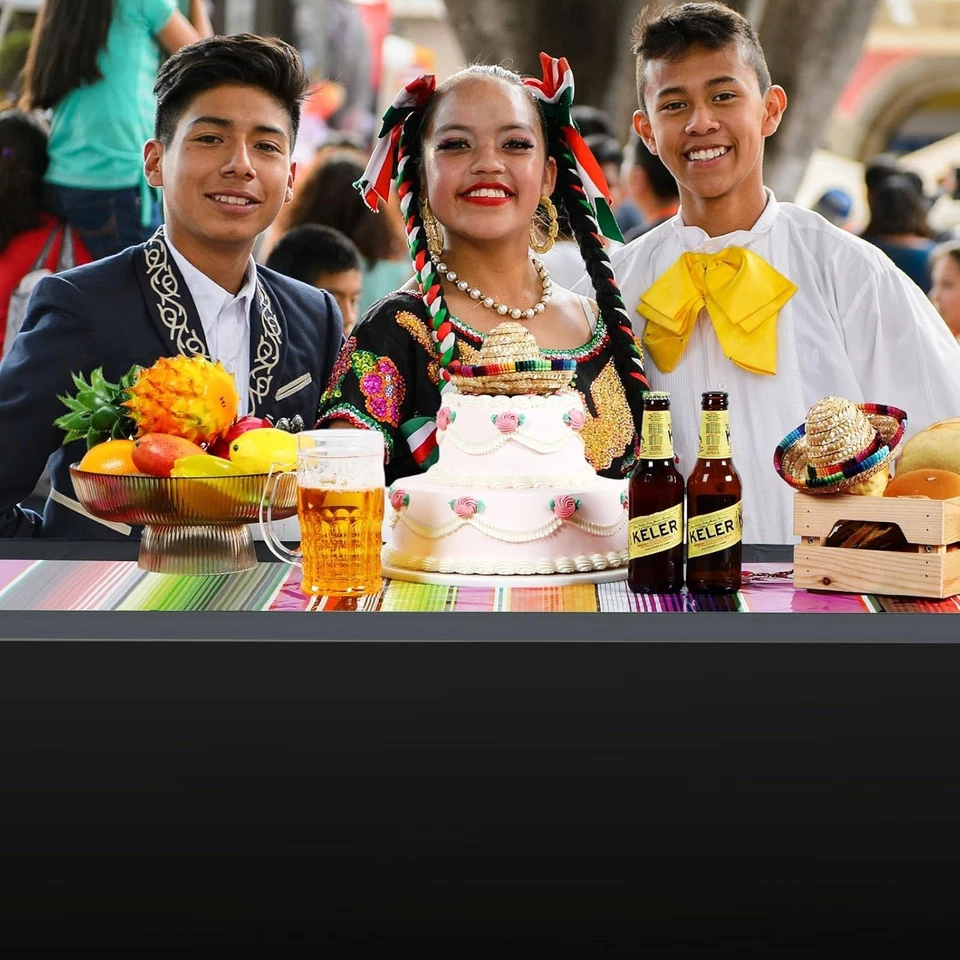 Conjunto de 12 peças de plástico mexicano corredor de mesa e toalha de mesa Fiesta Cinco De Mayo 1... - Imagem 2 de 4