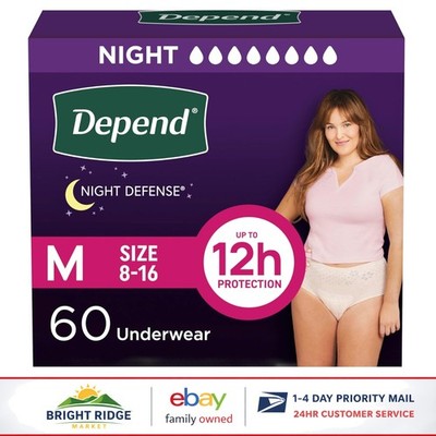 Medium Adult Diapers for Women, Odor Control and Overnight Protection, 60 Count