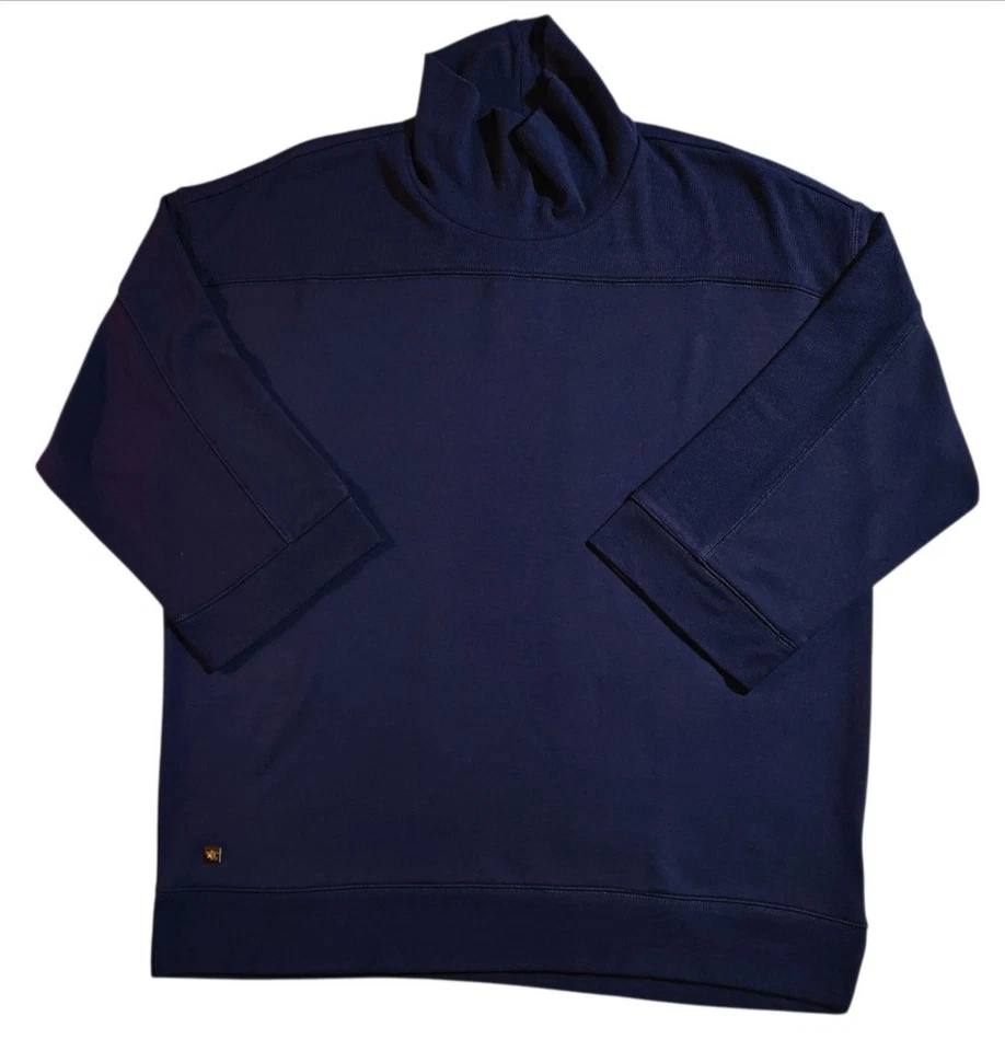 Lauren Ralph Lauren Women's Navy Turtle Neck Half Sleeve Sweatshirt Size XLarge  - Image 2 of 4