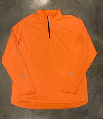 Nike Element Dri-FIT Reflective Running Jacket Men XL Neon Orange 1/4 Zip Swoosh